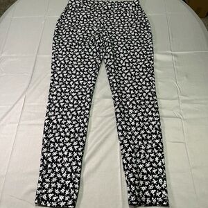 Michael‎ Kors Women's Black & White Floral-Print Pull-On Leggings